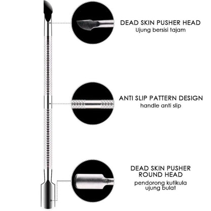 Alat Pendorong Kutikula Kuku Manicure | Nail Cuticle Pusher Stainless | Aman, Tajam & Efektif | Untuk Pembersihan Kuku & Nail Art