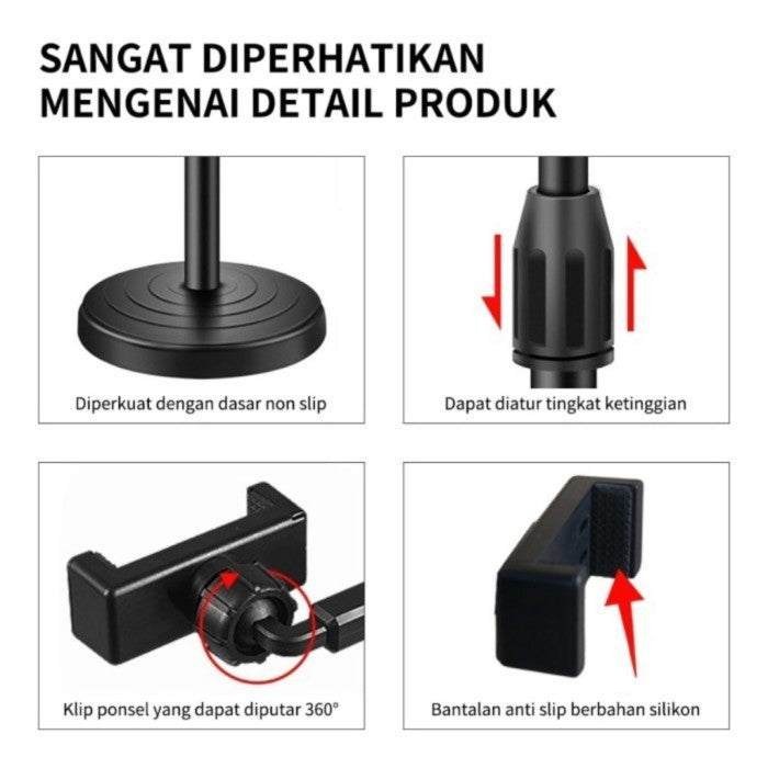 Tripod Ringlight 16cm + 2 Holder Hp / Stand Ringlight Universal /Phone Holder Live Stream Selfie Vlog