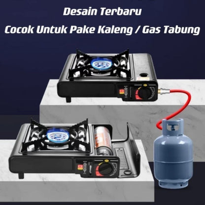 Kompor Gas Portable 2in1 Omicko Alat Masak SNI 1 Tungku Anti Karat Untuk Camping Traveling Multifungsi