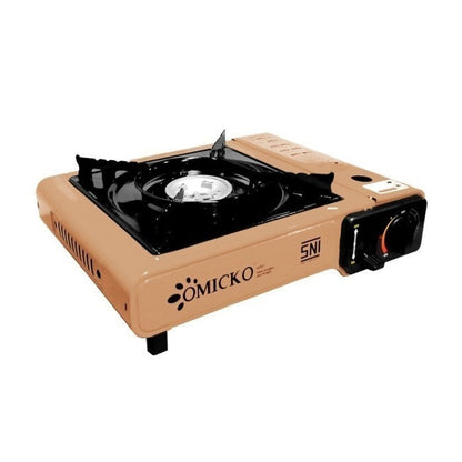 Kompor Gas Portable 2in1 Omicko Alat Masak SNI 1 Tungku Anti Karat Untuk Camping Traveling Multifungsi