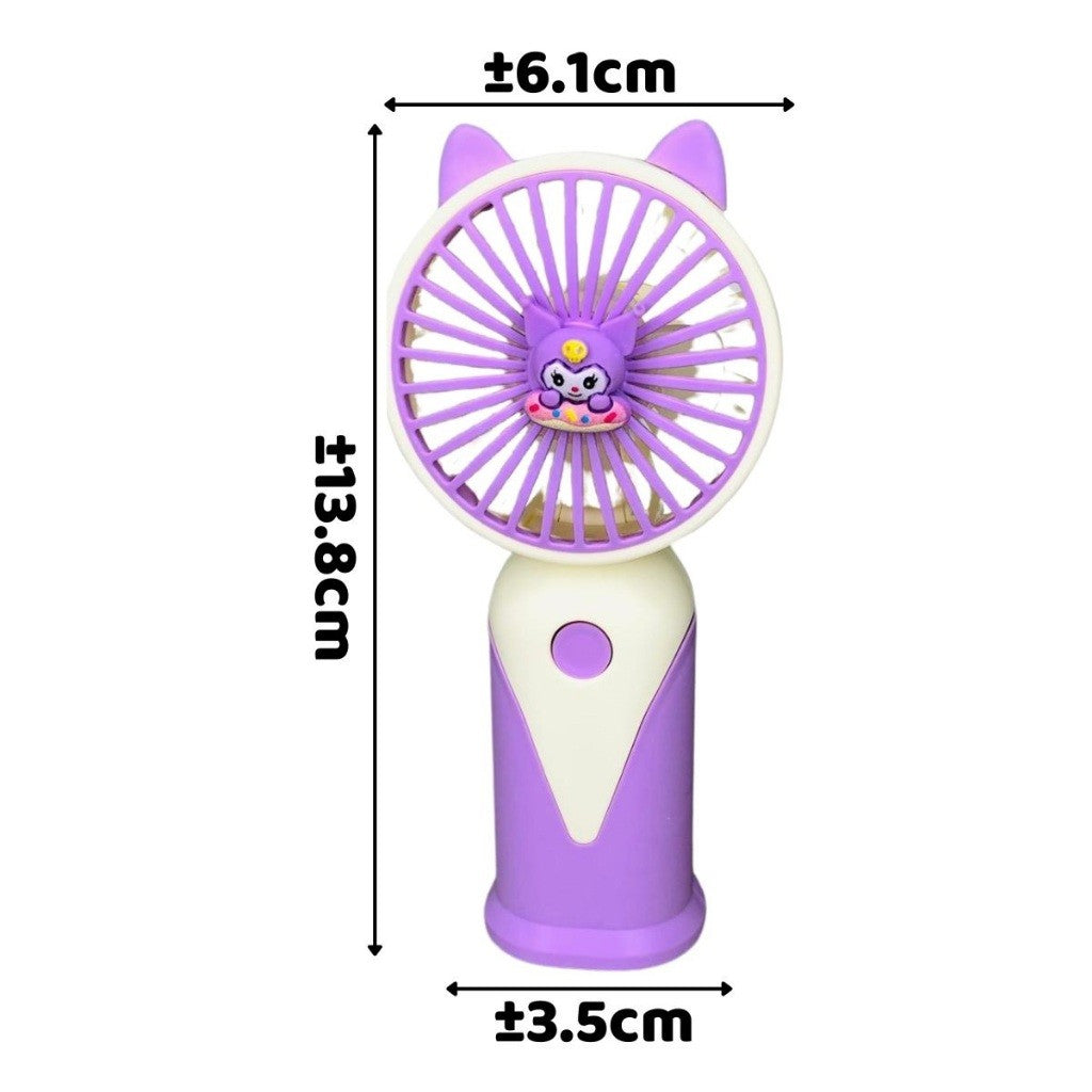 Kipas Angin Tangan Karakter Mini USB Jack Handheld Cooling Fan Portable Alat Pendingin Udara Anti Panas Rechargeable Hadiah Ulang Tahun Natal Souvenir Gift