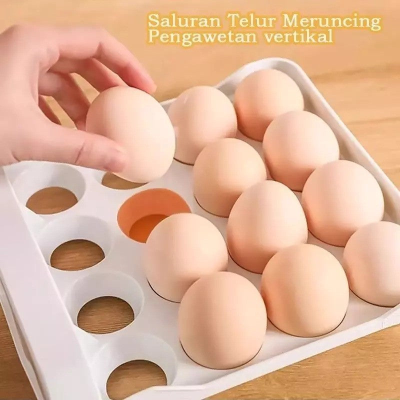 Tempat Penyimpanan Kotak Telur 2 Susun / Rak Telur Egg Storage Box 2 Tingkat / Egg Organizer 32 Lubang Serbaguna