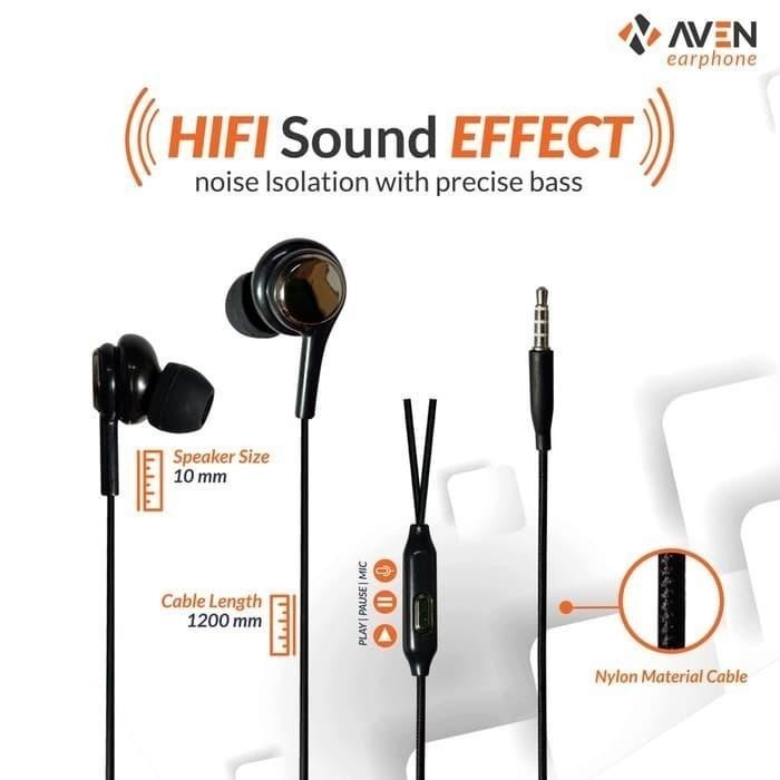AVEN N1 UNIVERSAL BASS Earphone Headset Kabel With Mic Handsfree Wired Extra Bass Berkualitas Termurah