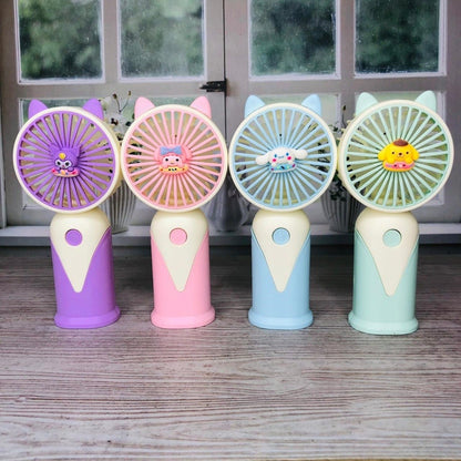 Kipas Angin Tangan Karakter Mini USB Jack Handheld Cooling Fan Portable Alat Pendingin Udara Anti Panas Rechargeable Hadiah Ulang Tahun Natal Souvenir Gift