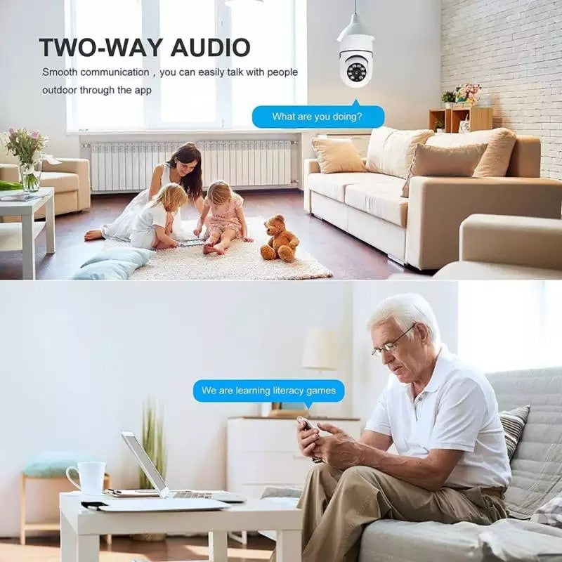 Kamera CCTV Lampu Bohlam V380 Pro 360 Derajat Camera Pengintai Wifi Wireless Indoor Anti Maling Spy Kamera Panoramic Night Vision Colorful Deteksi Gerakan Two Way Voice Intercom One Video Call TERLARIS